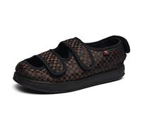 Homme Femme Ajustable Scratch Ultra-Large Chaussures Chaussons Diabétique Chaussures pour Femmes Diabétiques en Tissu Eté Pantoufle Santé pour âgées Pieds Enflé GonfléeBrown-40