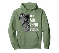 Homme Femme Amour Pitbull/Nous Sommes Leur Voix Sweat à Capuche, Unisexe pour Adultes, Vert Sauge, S