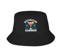 Homme Femme Bob Destination Cocktail D'Été Black 20 Chapeaux De Seau Respirant Chapeaux De Plage Confortable Bucket Hat pour Camping Été Plage