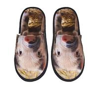 Homme Femme Chaussons Maison Cochon Mignon Et Drôle Pantoufles De Spa Unique Pantoufles D'Hiver Chaude Chaussons De Spa Pour Spa Salon Chambre L