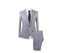Homme Formel Slim Fit 2 Pièces Elégant Classique d'affaire Costume Gris XL