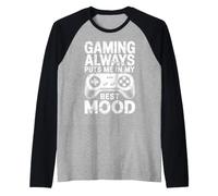 Homme Gaming Always Puts Me in My Best Mood Funny Gamers Vintage Manche Raglan