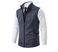 Homme Gilet Zippé Chandail Pull sans Manche Automne Classique Gentleman Tricots Cardigans Débardeurs Doublure Polaire Gilets Pulls
