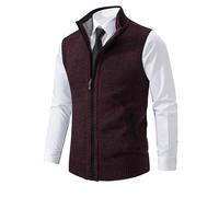 Homme Gilet Zippé Chandail Pull sans Manche Automne Classique Gentleman Tricots Cardigans Débardeurs Doublure Polaire Gilets Pulls