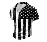 Homme Haut Potentiel Courtes pour Hommes, avec Fermeture éclair à, imprimé Drapeau, rétro T-Shirts Blancs Grands Et Grands pour Hommes