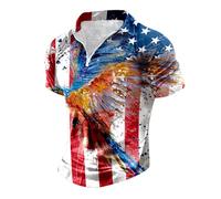 Homme Haut Potentiel Courtes pour Hommes, avec Fermeture éclair à, imprimé Drapeau, rétro T-Shirts Blancs Grands Et Grands pour Hommes