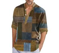 Homme Henley Chemise Lin Manches Longues Col Mao Couleur Uni Casual Légère Comfy Habillée Chemise Business Mariage Shirt Le Temps Libre, Sport ou Bureau Chemises à col en V Homme