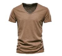 Homme Henley T-Shirts à Manches Courtes Col Tunisien Boutons Coton Décontractée Slim Fit Chemises en Coton T-Shirt Respirant Haut d'extérieur Fitness Tee Shirt Vetement Homme Solde