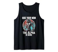 Homme Hide Your Mom The Alpha is Here Wolf Male Werwolf Meme Débardeur