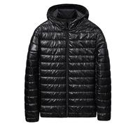 Homme/Hiver Décontracté Grande Taille Léger Zipper Pocket Hat Coton Rembourré Manteau Top Shirt, Noir , M