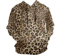 Homme Hoo Sweatshirt Animal Leopard Skin Manches Longues Pull Hooded Hoody avec Poches, Multicoloured, L