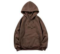 Homme Hoodies Sweat à Capuche Streetwear Lâche Décontracté Classique Sport Couleur Unie Pull Manches Longues Hoody Sweat-Shirt Pull-Over de Travail Regular Fit Café XL