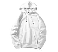 Homme Hoodies Sweat à Capuche Streetwear Lâche Décontracté Classique Sport Couleur Unie Pull Manches Longues Hoody Sweat-Shirt Pull-Over de Travail Regular Fit Blanc S