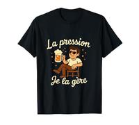 Homme Humour Bière La Pression Je la Gère Cadeau Amateurs de Bière T-Shirt