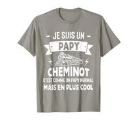 Homme Humour Papy Cheminot Fête des Grands Pères Retraite T-Shirt, Homme, Ardoise, XL