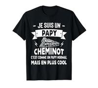 Homme Humour Papy Cheminot Fête des Grands Pères Retraite T-Shirt, Homme, Noir, 4XL