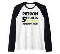 Homme Humour Patron 5 étoiles Merci pour Tout Départ Super Patron Manche Raglan