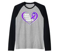 Homme I Wear Purple for My Grandpa Pancreatic Cancer Awareness Manche Raglan