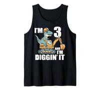 Homme Im 3 and Diggin It Dino Excavator 3ème Anniversaire Trex Boys Kid Débardeur