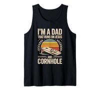 Homme I'm a Dad That Runs on Jesus and Cornhole Retro Christian Débardeur