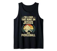 Homme I'm a Dad That Runs on Jesus and Pickleball Retro Christian Débardeur