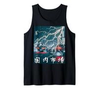 Homme JDM Drift Racing Car Lightning Scène Nocturne sur Une Rue de Tokyo Débardeur