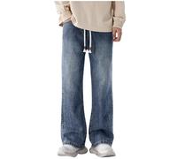 Homme Jean Regular 2025 Pantalon Cargo Homme Pantalon de Travail avec Poches Tube Droit Pantalons de Jogging Léger Cordon de Serrage Mince Pantalons Couleur Unie Pants Grande Taille en Plein Air