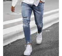 Homme Jean Skinny Déchiré Effiloché Délavé 28,30,32,36,38,34Lettres,Unicolore,Tout ImpriméJean
