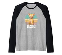Homme Jesus - Beau nom de garçon avec Un Lion Mignon Manche Raglan