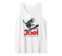 Homme JOEL - beau nom de garçon avec un chat & skateboard Débardeur