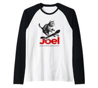 Homme JOEL - beau nom de garçon avec un chat & skateboard Manche Raglan