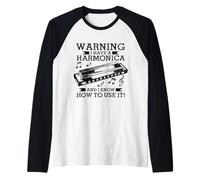 Homme Joueur d'harmonica Funny Vintage Blues Music Harmonicist Manche Raglan