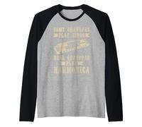 Homme Joueur d'harmonica Funny Vintage Blues Music Harmonicist Manche Raglan