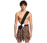 Homme Jupe Indienne Native Adulte Des Cavernes Costume De Carnaval Noir 3XL