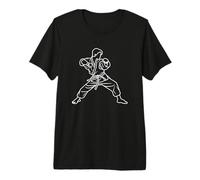 Homme Karateka One Line Drawing Martial Artist T-Shirt Haut de Gamme
