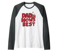 Homme King of The Hill Father's Day Dad Mows Best Hank on Mower Manche Raglan