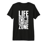 Homme La Vie Commence à la Fin de Votre Zone de Confort T-Shirt Haut de Gamme