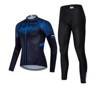 Homme Maillot de Cyclisme Manches Longues + Pantalons à Bretelle avec 20D Gel Coussin en Tenue Cycliste Respirant Séchage Rapide Tenue de Vélo VTT Sports de Plein Air