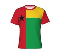 Homme Manches Courtes Drapeau De Guinée-Bissau Personnalisé Basique Hauts Classique Maillots De Corps Col Rond Tee Shirt pour Sport Course Fitness L