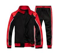 Homme Manches longues Survêtement Tenues de Sport Sweats à capuche et joggings athlétique Pulls Décontractés Combinaison 2 pièces Ensemble de Course à pied Noir L
