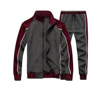 Homme Manches longues Survêtement Tenues de Sport Sweats à capuche et joggings athlétique Pulls Décontractés Combinaison 2 pièces Ensemble de Course à pied Gris L