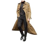 Homme Manteau Long Trench-Coat Automne Hiver Mince à Manches Longues Double Boutonnage Pardessus Col Revers Classique Manteaux Blouson Parka Outwear