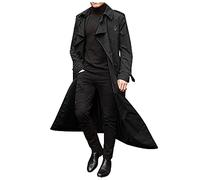 Homme Manteau Long Trench-Coat Automne Hiver Mince à Manches Longues Double Boutonnage Pardessus Col Revers Classique Manteaux Blouson Parka Outwear