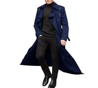 Homme Manteau Long Trench-Coat Automne Hiver Mince à Manches Longues Double Boutonnage Pardessus Col Revers Classique Manteaux Blouson Parka Outwear