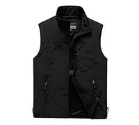 Homme Manteau Sans Manche,Veste Sans Manches Veste de Sport Gilet de Chasse Reporter Photographie, Pêche, de Plein Air Sports de Voyage Les Poches Gilets Séchage Rapide,Noire,5XL