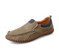 Homme Mocassins à enfiler Respirant Bout rond - Semelle en caoutchouc avec semelles intérieures amovibles Support de voûte plantaire for Mariage d'affaires Gris Kaki Bleu(Khaki,42 EU)