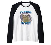 Homme Motif Amusant avec Inscription « I'm Trying My Best Sad Cat » Manche Raglan