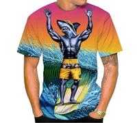 Homme Océan Animal 3D Imprimé T-Shirt Surf Requin Graphique Rue Mode Manches Courtes O Col Pullover Tops