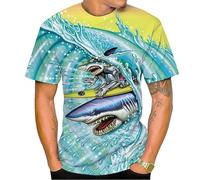 Homme Océan Animal 3D Imprimé T-Shirt Surf Requin Graphique Rue Mode Manches Courtes O Col Pullover Tops