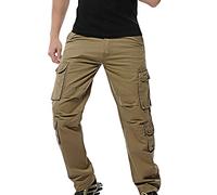 Homme Outdoor Cargo Pantalon De Loisir Travail Bermuda Lavage Grand Taille Pantalon Longue Multi Poches Kaki 40